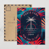 Carte Postale Fête de plage à Punta Cana Feuilles de palmier cou (Devant / Derrière)