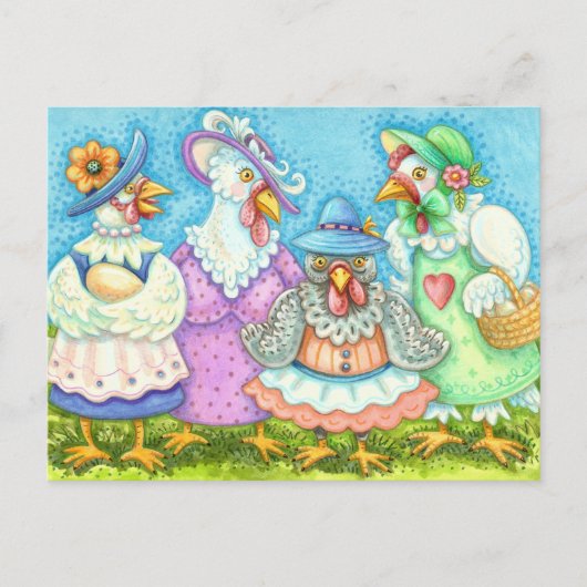 Carte Postale FÊTE DE POULES, AMIS À PLUMES DE CAMPAGNE Drôle (Devant)