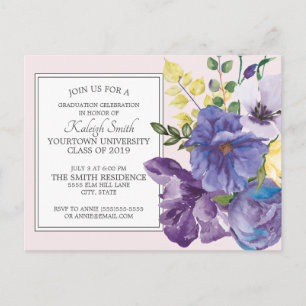 Carte Postale Fête de remise de diplômes à thème floral aquarell
