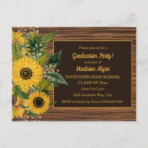 Carte Postale Fête de remise de diplômes aux tournesols jaunes e