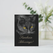 Carte Postale Fête de Samhain chat noir (Debout devant)