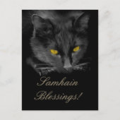 Carte Postale Fête de Samhain chat noir (Devant)