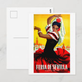 Carte Postale Fête de Séville, danseuse espagnole, femme, tradit (Devant / Derrière)
