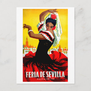 Carte Postale Fête de Séville, danseuse espagnole, femme, tradit