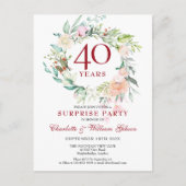 Carte Postale Fête de Surprise 40 ans Guirlande de Roses (Devant)