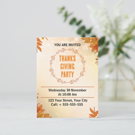 Carte Postale Fête de Thanksgiving à la crème moderne (Debout devant)