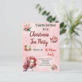 Carte Postale Fête de thé de Noël Peppermenthe Pink Snowflake (Debout devant)