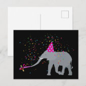 Carte Postale Fête d'éléphant - Animaux faisant la fête (Devant / Derrière)