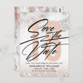Carte Postale Fête des 18 ans en marbre Rose Gold Save The Date (Devant / Derrière)