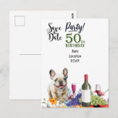 Carte Postale Fête des 50 ans avec un bouledogue français (Devant / Derrière)