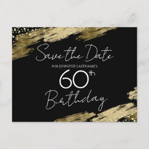Carte Postale Fête des 60 ans Or Noir Save the Date