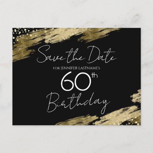 Carte Postale Fête des 60 ans Or Noir Save the Date (Devant)