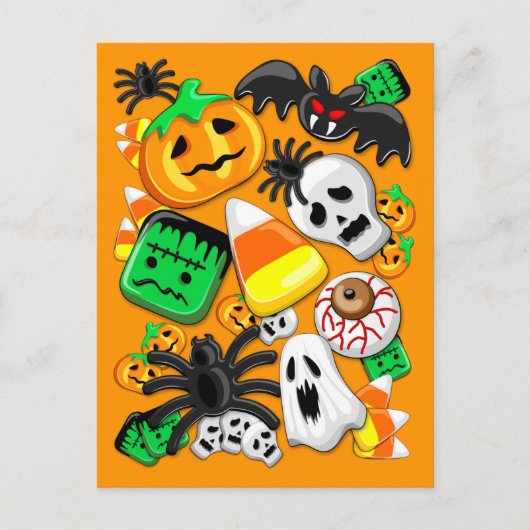 Carte Postale Fête des Candies Éffrayantes d'Halloween (Devant)
