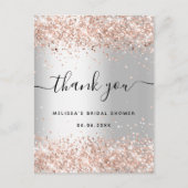 Carte Postale Fête des mariées argent rose or parties scintillan (Devant)