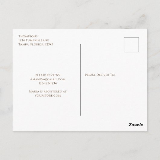 Carte Postale Fête des mariées Automne Automne Automne Élégant C (Dos)