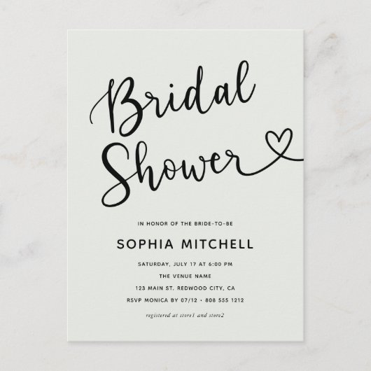 Carte Postale Fête des mariées cardiaque minimaliste simple (Devant)