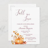 Carte Postale Fête des mariées citrouille chute blanc d'or invit (Devant / Derrière)