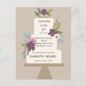 Carte Postale Fête des mariées de gâteau Mariage floral moderne (Devant)