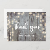 Carte Postale Fête des mariées de Merci en bois Rustique (Devant / Derrière)