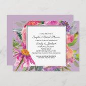 Carte Postale Fête des mariées du couple de fleurs rose pourpre (Devant / Derrière)