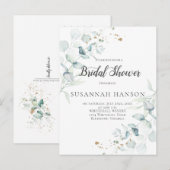 Carte Postale Fête des mariées Eucalyptus verte Dusty Blue Sage (Devant / Derrière)