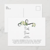 Carte Postale Fête des mariées florale blanche Élégante invitati (Devant / Derrière)