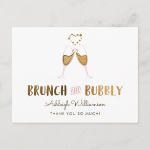 Carte Postale Fête des mariées Gold Brunch & Bubbly   Merci