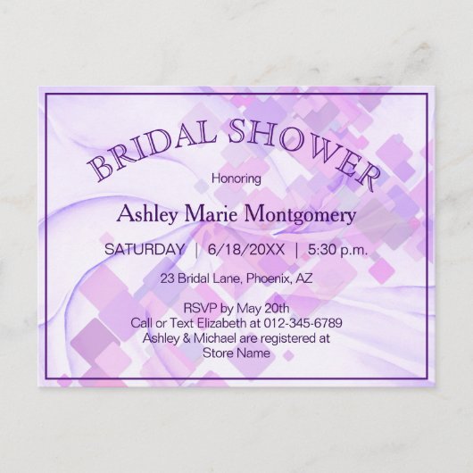 Carte Postale Fête des mariées moderne Pastel violet violet Modè (Devant)