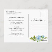 Carte Postale Fête des mariées Modifier la date Blue Hydrangeas (Dos)