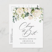 Carte Postale Fête des mariées Modifier la date Fleurs roses bla (Devant / Derrière)