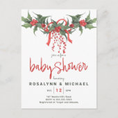 Carte Postale FÊTE DES MARIÉES | Noël Holiday Holly Floral (Devant)