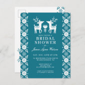 Carte Postale FÊTE DES MARIÉES | Noël Turquoise Reindeer (Devant / Derrière)