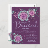 Carte Postale FÊTE DES MARIÉES | Pastel Succulent Floral (Devant / Derrière)