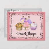 Carte Postale Fête des mariées Recette Cupcakes Scrolls Retro (Devant / Derrière)
