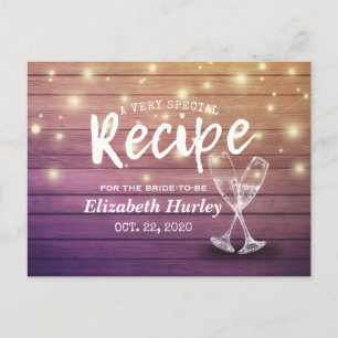 Carte Postale Fête des mariées Recette Verres Champagne Lumières