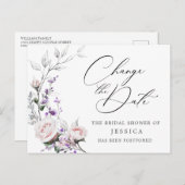 Carte Postale Fête des mariées Reportée Date Elegant Blush Roses (Devant / Derrière)