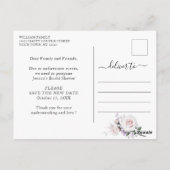 Carte Postale Fête des mariées Reportée Date Elegant Blush Roses (Dos)