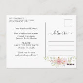 Carte Postale Fête des mariées Reportée Date Elegant Blush Roses (Dos)