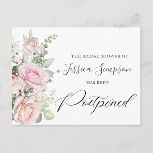 Carte Postale Fête des mariées Reportée Date Elegant Blush Roses