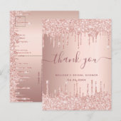 Carte Postale Fête des mariées rose or rousse rose merci (Devant / Derrière)