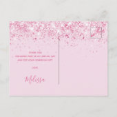 Carte Postale Fête des mariées rose parties scintillant Merci (Dos)