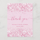 Carte Postale Fête des mariées rose parties scintillant Merci (Devant)