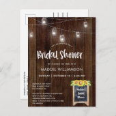 Carte Postale Fête des mariées Rustique Douche nuptiale Invitati (Devant / Derrière)