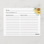 Carte Postale Fête des mariées Rustique Sunflower Boots Recette (Dos)