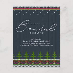 Carte Postale FÊTE DES MARIÉES Sweat Arbre de Noël Knit Bleu