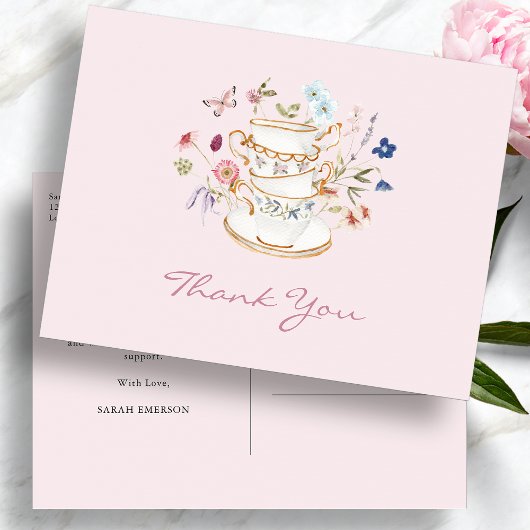 Carte Postale Fête des mariées Tea Party rose