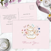 Carte Postale Fête des mariées Tea Party rose