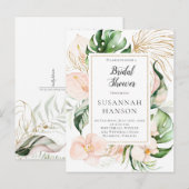 Carte Postale Fête des mariées tropicale florale rose pâle (Devant / Derrière)