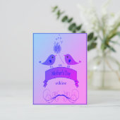 Carte Postale Fête des mères avec amour et oiseaux bleus et viol (Debout devant)