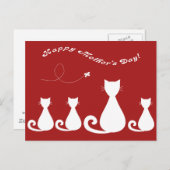 Carte Postale Fête des mères "Chat-mère avec chatons" (Devant / Derrière)